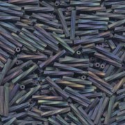 Miyuki Bugle Beads Stäbchen gedreht 12mm 401FR matt rainbow Black ca14gr.